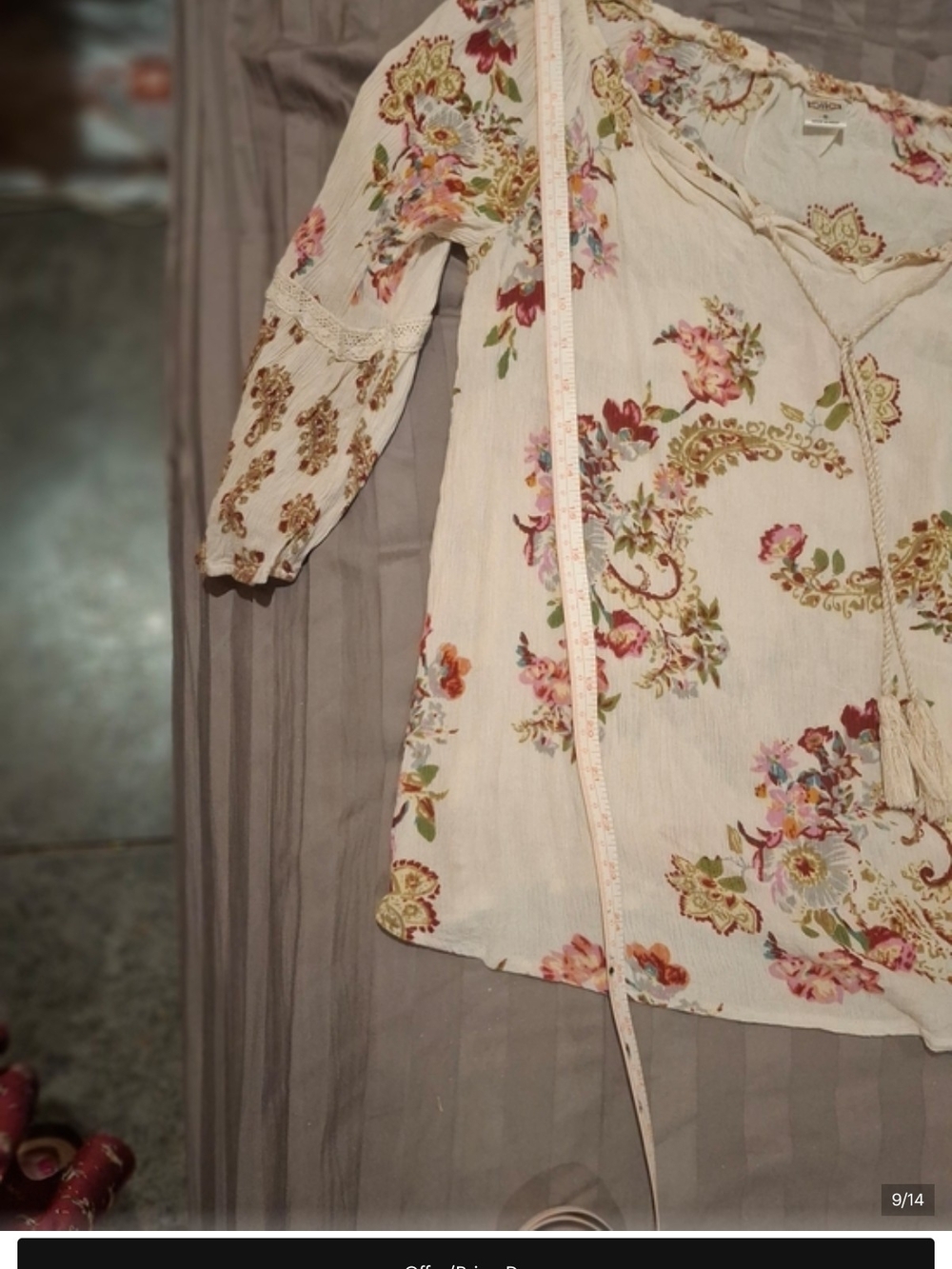 Women's Ivory Floral Peasant Top - Boho Sleeve Blouses - Picture 5 of 13